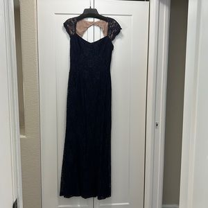 Navy blue Lauren formal lace gown.